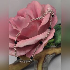 Milor 925 Italy Sterling Silver and Black Beaded Bracelet